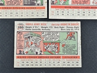 (5) 1956 Topps Baseball Cards: Pee Wee Reese, Luis Aparicio, Hoyt Wilhelm, Whitey Ford, Robin Roberts