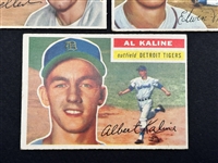 (5) 1956 Topps Baseball Cards: Al Kaline, Ed Mathews, Bob Feller, Billy Martin, Phil Rizutto