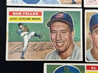 (5) 1956 Topps Baseball Cards: Al Kaline, Ed Mathews, Bob Feller, Billy Martin, Phil Rizutto