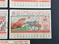 (5) 1956 Topps Baseball Cards: Al Kaline, Ed Mathews, Bob Feller, Billy Martin, Phil Rizutto