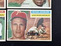 (6) 1956 Topps Baseball Cards: Richie Ashburn, Walter Alston, Minnie Minoso, Duke Snider, NY Yankees, Dodgers