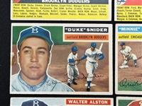 (6) 1956 Topps Baseball Cards: Richie Ashburn, Walter Alston, Minnie Minoso, Duke Snider, NY Yankees, Dodgers
