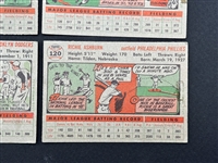(6) 1956 Topps Baseball Cards: Richie Ashburn, Walter Alston, Minnie Minoso, Duke Snider, NY Yankees, Dodgers