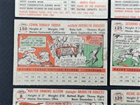 (6) 1956 Topps Baseball Cards: Richie Ashburn, Walter Alston, Minnie Minoso, Duke Snider, NY Yankees, Dodgers