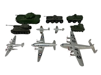 (10) Vintage Dinky Planes, and Tank Toys
