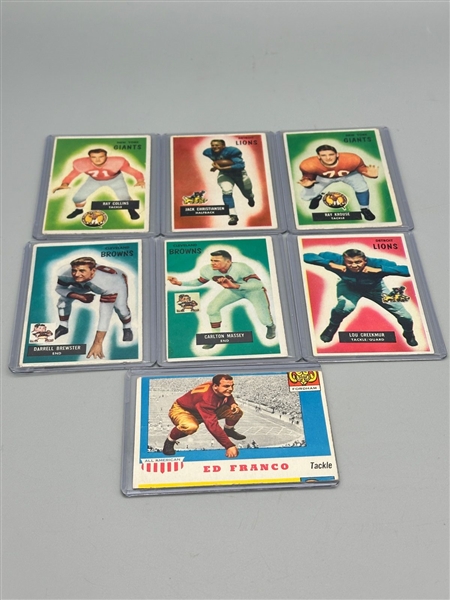 (6) 1955 Bowman Football Cards, (1) 1955 Topps All American Card