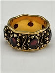 14k Gold and Emerald Cut Garnet Chunky Ring