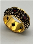 14k Gold and Emerald Cut Garnet Chunky Ring