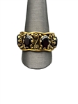 14k Gold and Emerald Cut Garnet Chunky Ring
