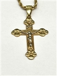 14k Gold Rope Chain and Crucificxion Pendant