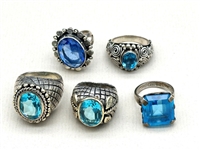 (5) Blue Topaz and Sterling Silver Rings