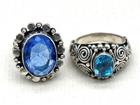 (5) Blue Topaz and Sterling Silver Rings