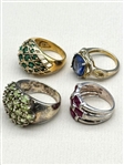 (4) Sterling Silver Rings; Rubies, Emeralds, Tanzanite, Peridots.