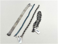 (4) Sterling Silver Bracelets; Solid Sterling and Gemstones