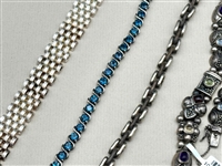 (4) Sterling Silver Bracelets; Solid Sterling and Gemstones