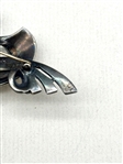 LCL Sterling Silver Brooch and Earrings With Red Rhinestones