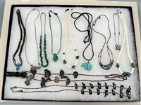 (11) Native American Sterling Silver and Turquoise Necklaces