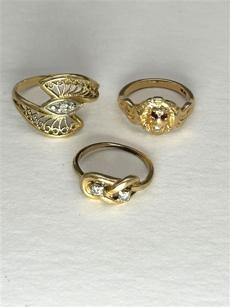 (3) 14k Gold Diamond Rings