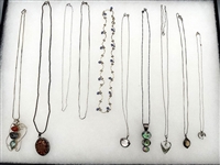 (10) Sterling Silver Necklaces With Pendants