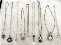 (9) Sterling Silver Necklaces With Pendants