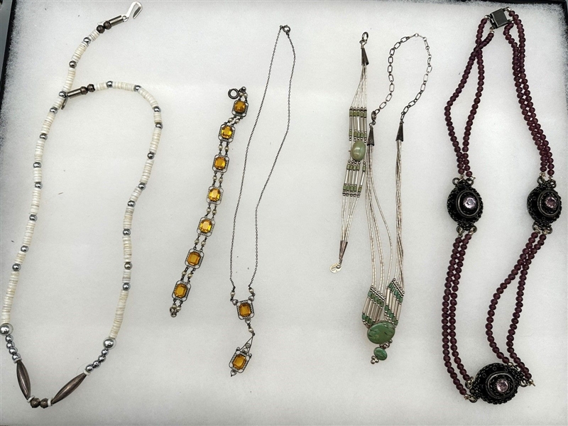 (4) Sterling Silver Necklaces, (2) With Matching Bracelets