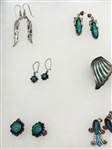 (20) Pairs Group of Sterling Silver Turquoise Earrings
