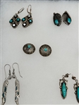 (20) Pairs Group of Sterling Silver Turquoise Earrings