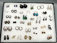 (39) Pairs of Sterling Silver Earrings