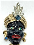 (2) Blackamoor Enamel and Rhinestone Brooches