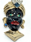 (2) Blackamoor Enamel and Rhinestone Brooches