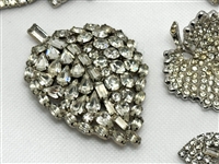 (6) Vintage Clear Rhinestone Brooches