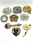 (9) Weiss Costume Jewelry Brooches