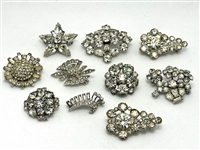(10) Group of Vintage Clear Rhinestone Brooches: 