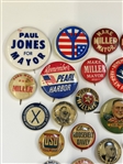 (34) Group of Early Celluloid Political Buttons, and Pins