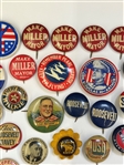 (34) Group of Early Celluloid Political Buttons, and Pins