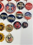 (34) Group of Early Celluloid Political Buttons, and Pins