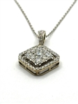 14k White Gold And Diamond Pendant With 14k Chain COA
