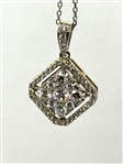 14k White Gold And Diamond Pendant With 14k Chain COA
