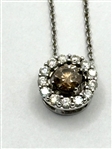 14k LeVian Chocolate & Clear Diamond Pendant Set in White Gold