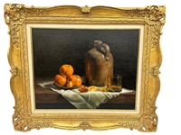 Joan Alex Potter (b.1935) Still Life Fruit Oil Painting Gilded Frame
