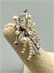 Lady's Platinum, Diamond (2.84 Carats), & Pearl Brooch With Appraisal