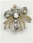 Lady's Platinum, Diamond (2.84 Carats), & Pearl Brooch With Appraisal