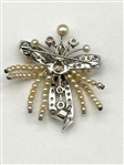Lady's Platinum, Diamond (2.84 Carats), & Pearl Brooch With Appraisal