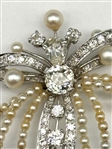 Lady's Platinum, Diamond (2.84 Carats), & Pearl Brooch With Appraisal