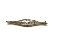 Filigreed Millgrained 18k Yellow Gold, Platinum, Diamond Edwardian (1901-1920) Bar Brooch
