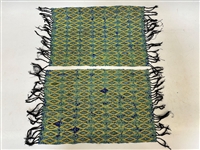 (2) Hand Made Beaded Green, Yellow, Blues Table Runner