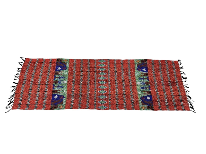 Hand Made Beaded Orange and Black Table Runner