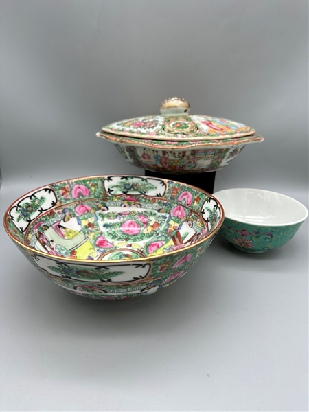 (3) Pieces of Famile Rose Porcelain