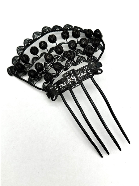 Black Metal Mourning Hair Comb