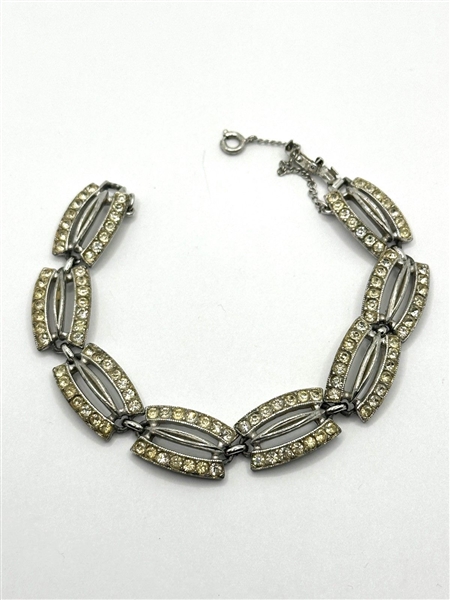 Bogoff Silver Tone Rhinestone Bracelet